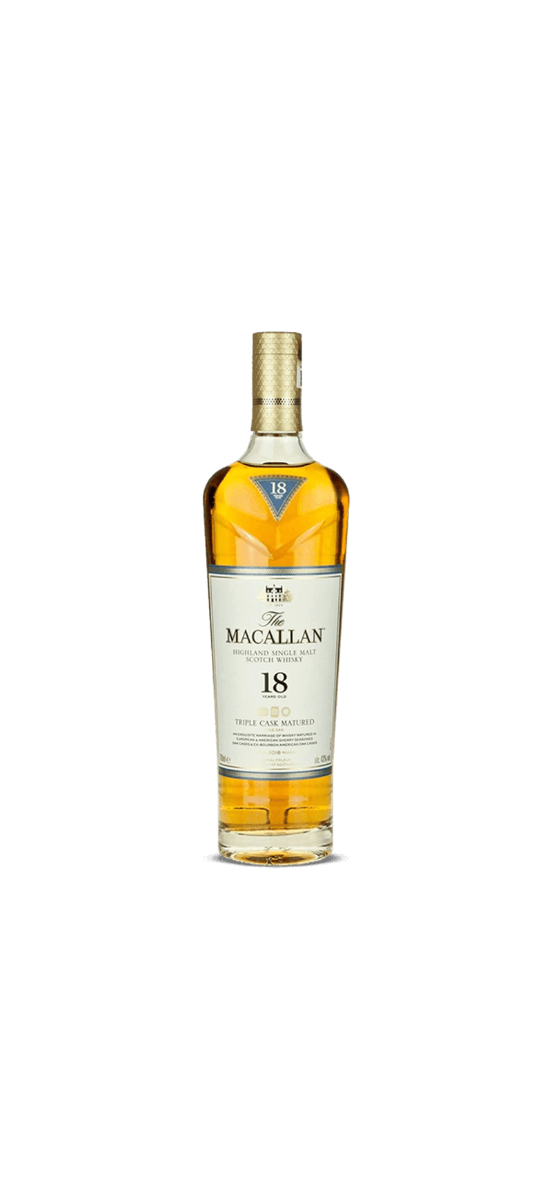 Achat de Whisky écossais Macallan Triple Cask Matured 18 ans d'âge à La  Garde dans le Var - Cave à Vin, Champagne et Spiritueux à La Garde -  L'Entrepôt du vin