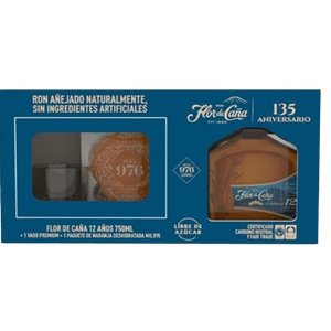 Ron Flor de Caña 12 Años gratis Naranja Deshidratada + Vaso