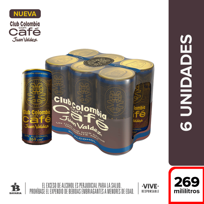 370087-CERVEZA CLUB COL CAFE LAT 269ML 0- 6PACK